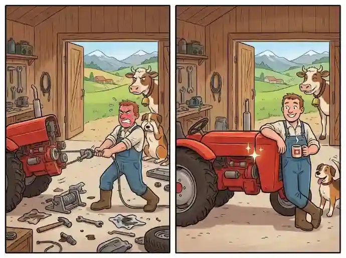 Vorher-nachher-Illustration: Kupplungswechsel am Traktor ohne und mit Kupplungszentrierdorn