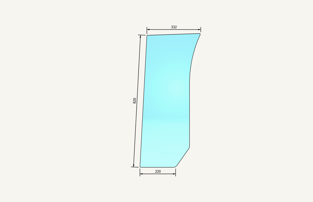 Clearance glass right 215/327x817mm