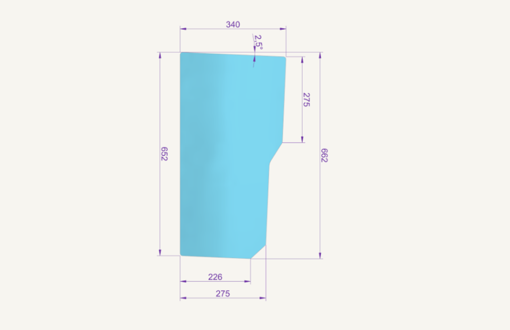 Kniescheibe rechts 226/340x652mm