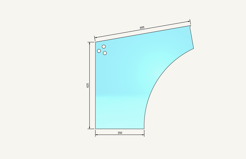 Türglas unten links 353x625mm