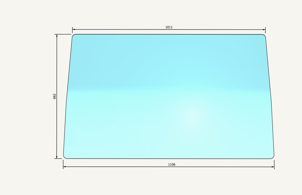 Frontscheibenglas 1105x1023x652mm