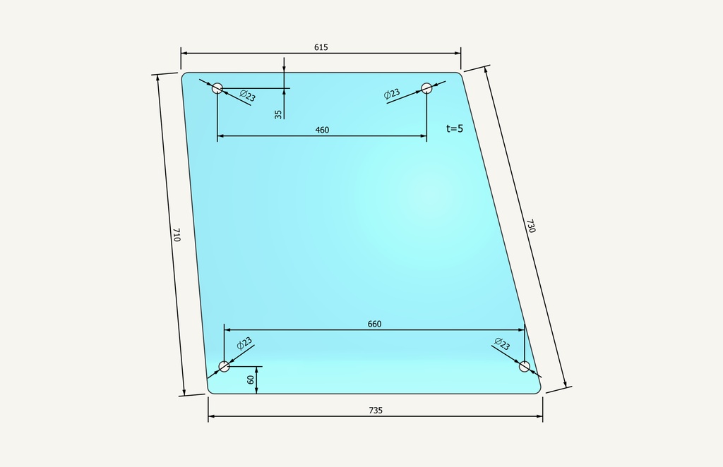 Door glass top