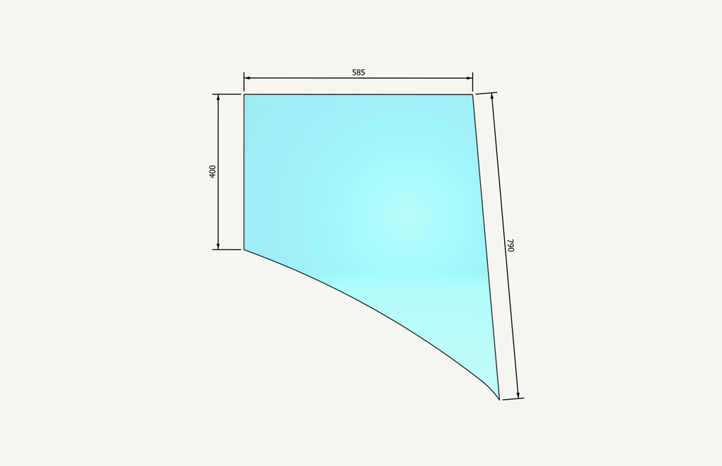 Door glass bottom right 585x790mm