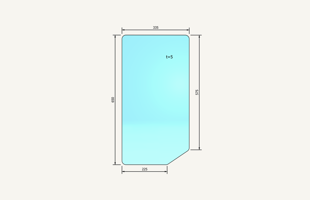 Radsichtglas rechts 228/338x574mm