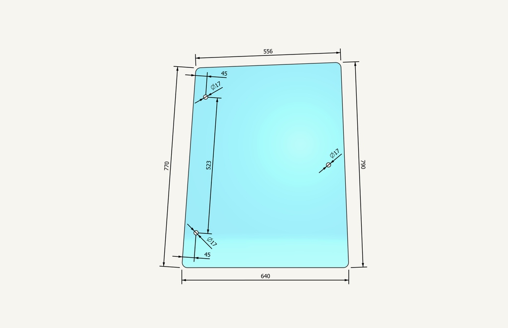 Seitenglas rechts 556/640x790mm