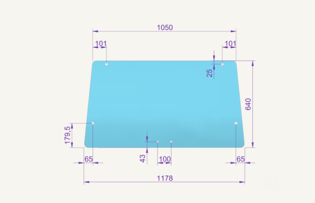 Rear window glass 1178x640mm LP2 SK82 SEK398