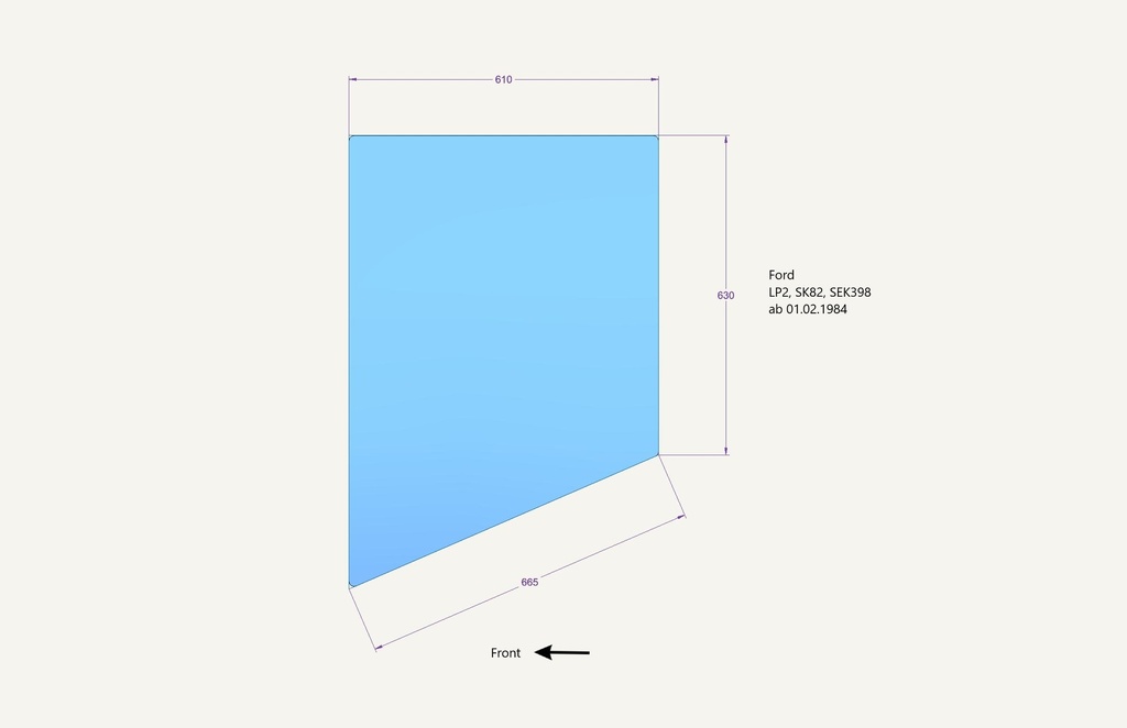 Door pane glass top left LP2 SK82 SEK398