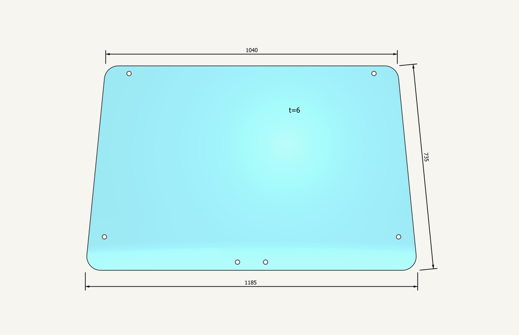 Front window glass 1040/1185x735mm LP2 SK82 SEK398