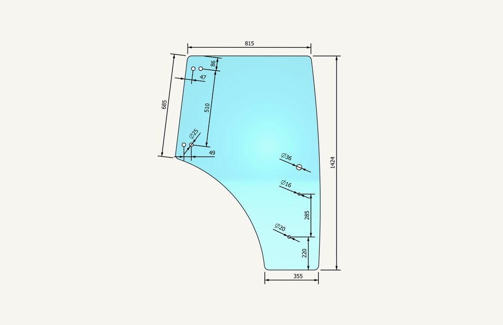 Verre de porte à droite