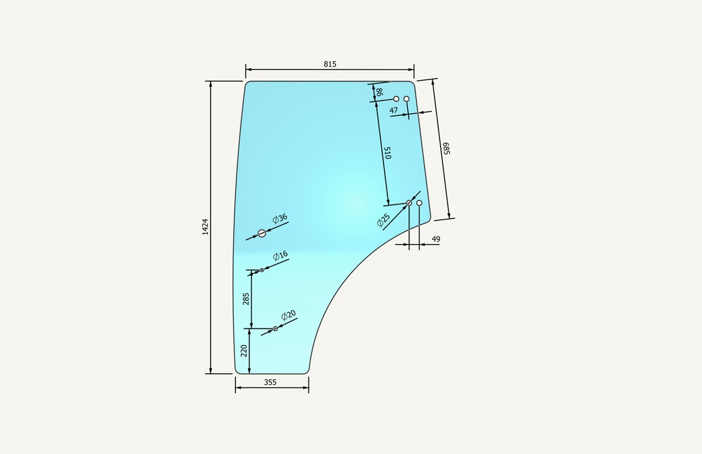 Verre de porte à gauche