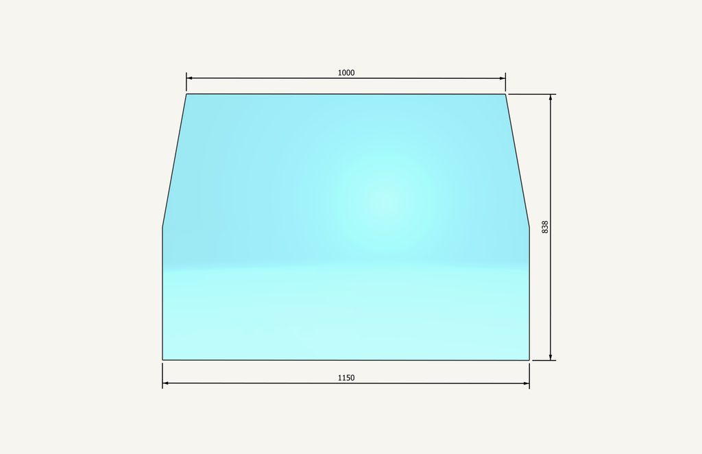 Front windscreen glued 1155x840mm