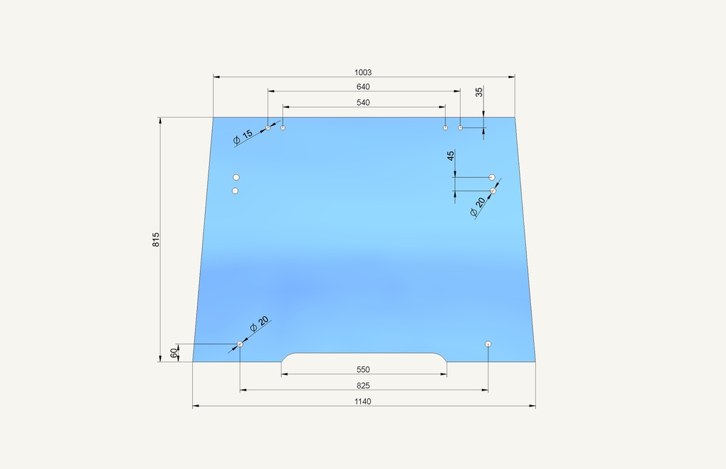 Front windscreen hinged 1145/1000x815mm