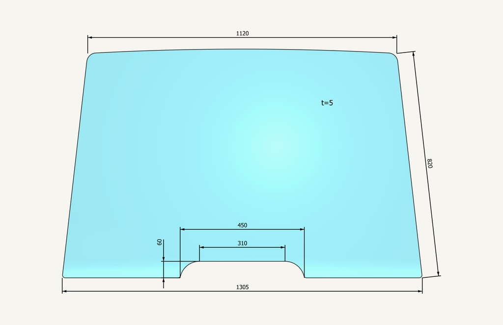 Frontscheibe 1130/1300x822mm