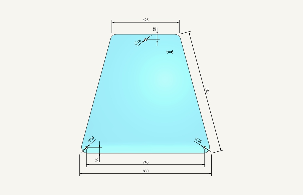 Seitenglas Polytrac