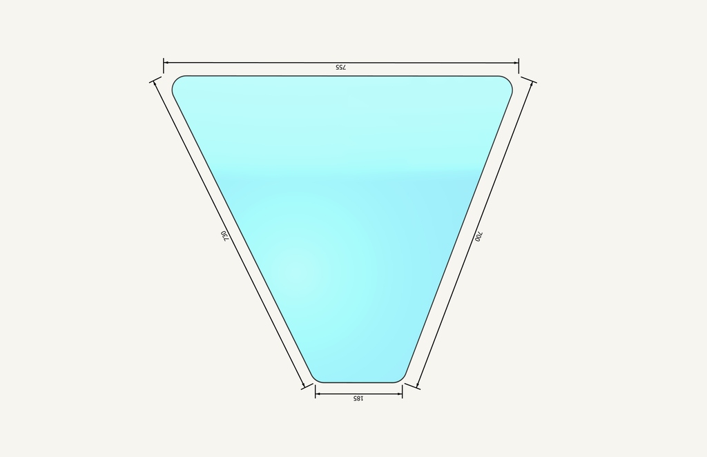 Door glass bottom AS56 691x551mm