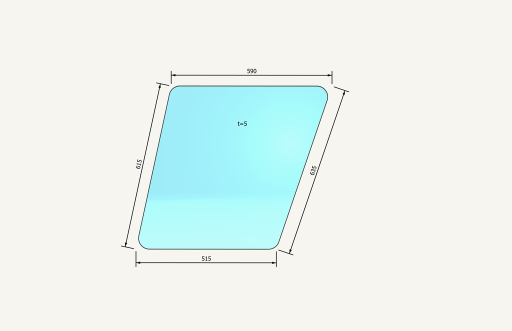 Türglas oben 576x606mm