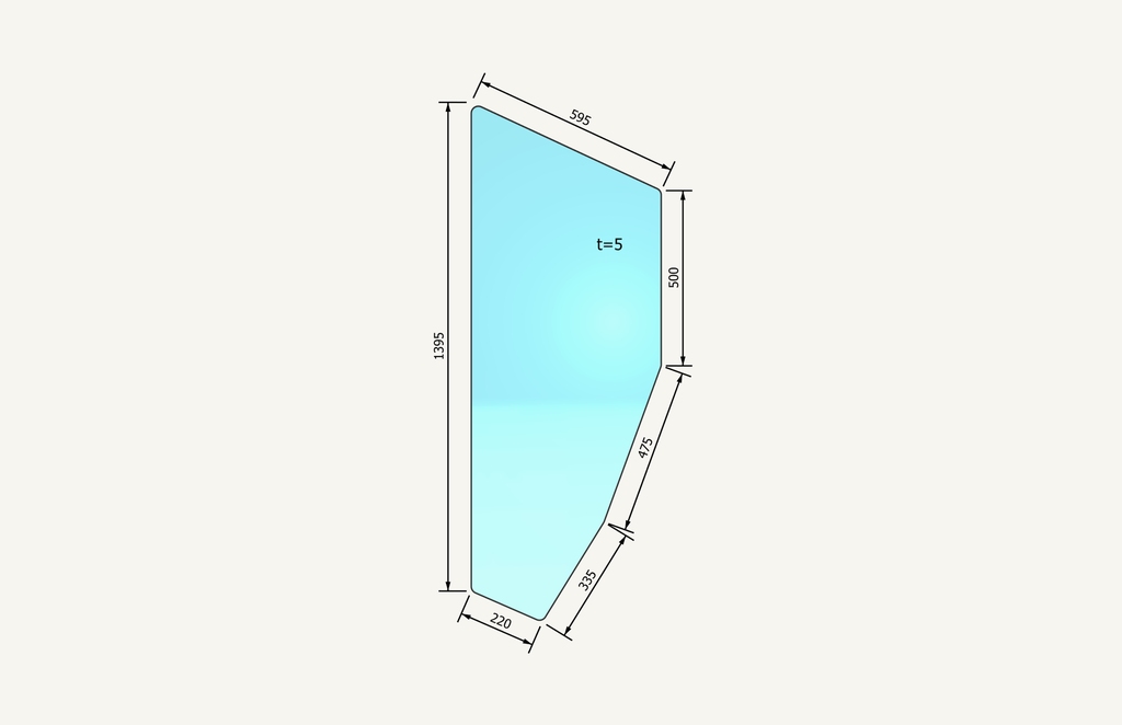 Door glass 1395x595mm