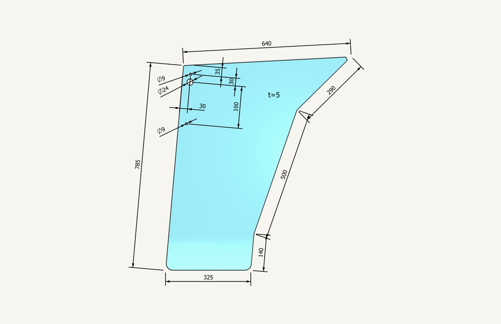 Door glass bottom CS633