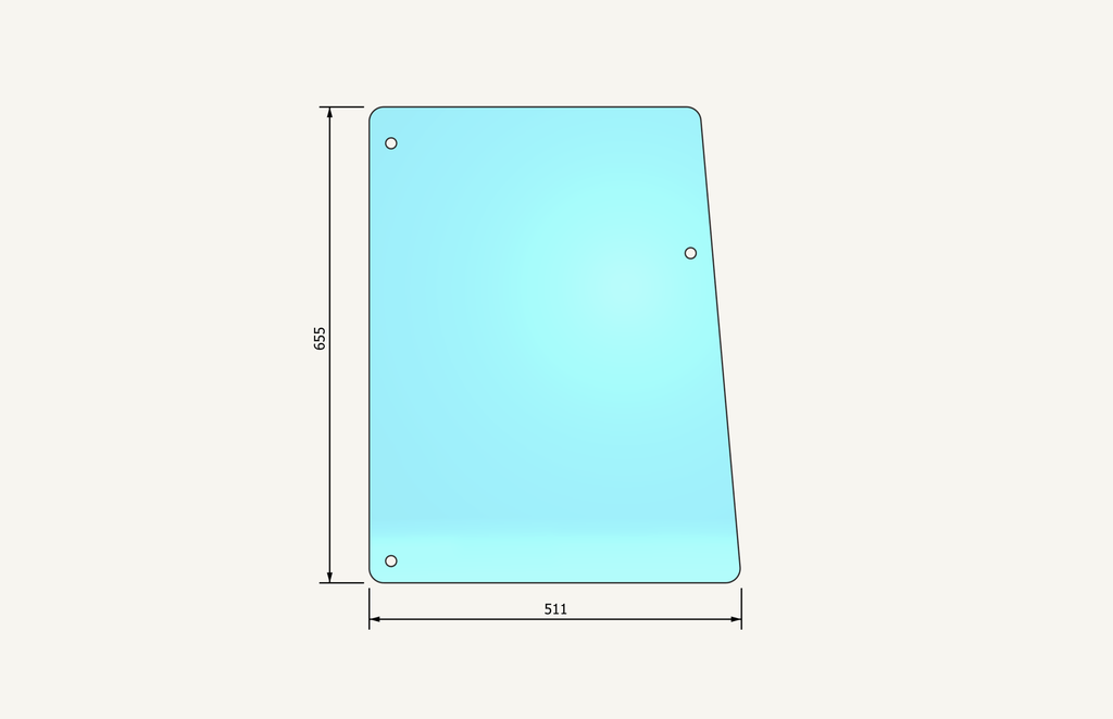 Seitenscheibe 655x511mm 3 Loch CX722