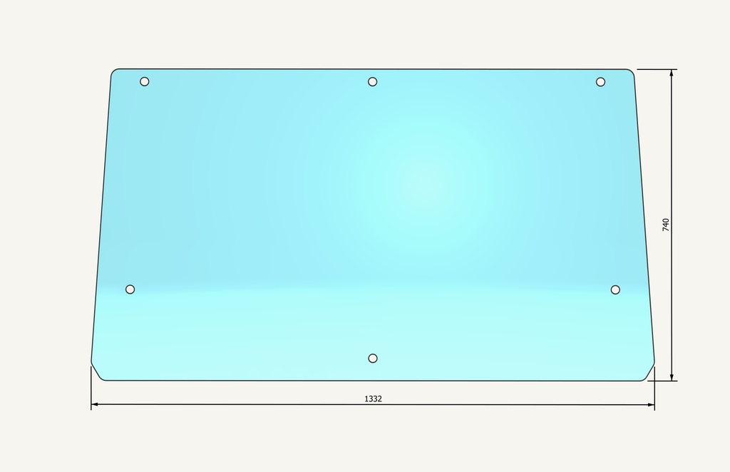 Frontscheibenglas 740x1330mm 6 loch