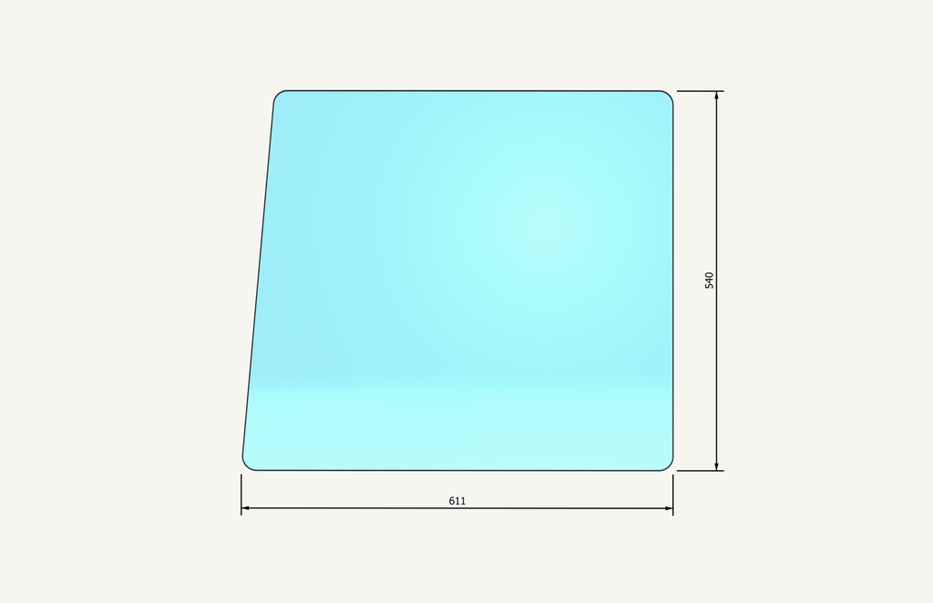 Türscheibenglas oben 540x611mm