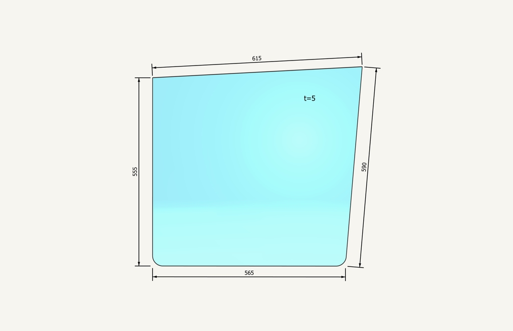 Top door glass CS633 615x580