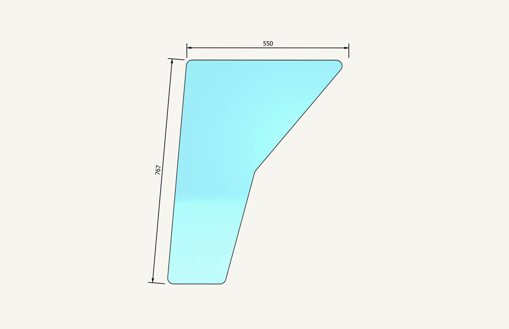 Bottom door pane glass 767x550mm