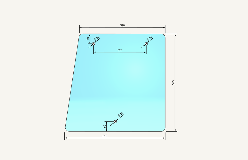 Seitenglas 598x607mm KK67