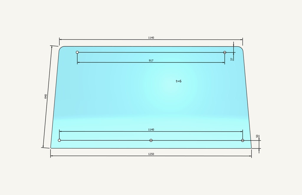 Vitre frontale 640x1250mm