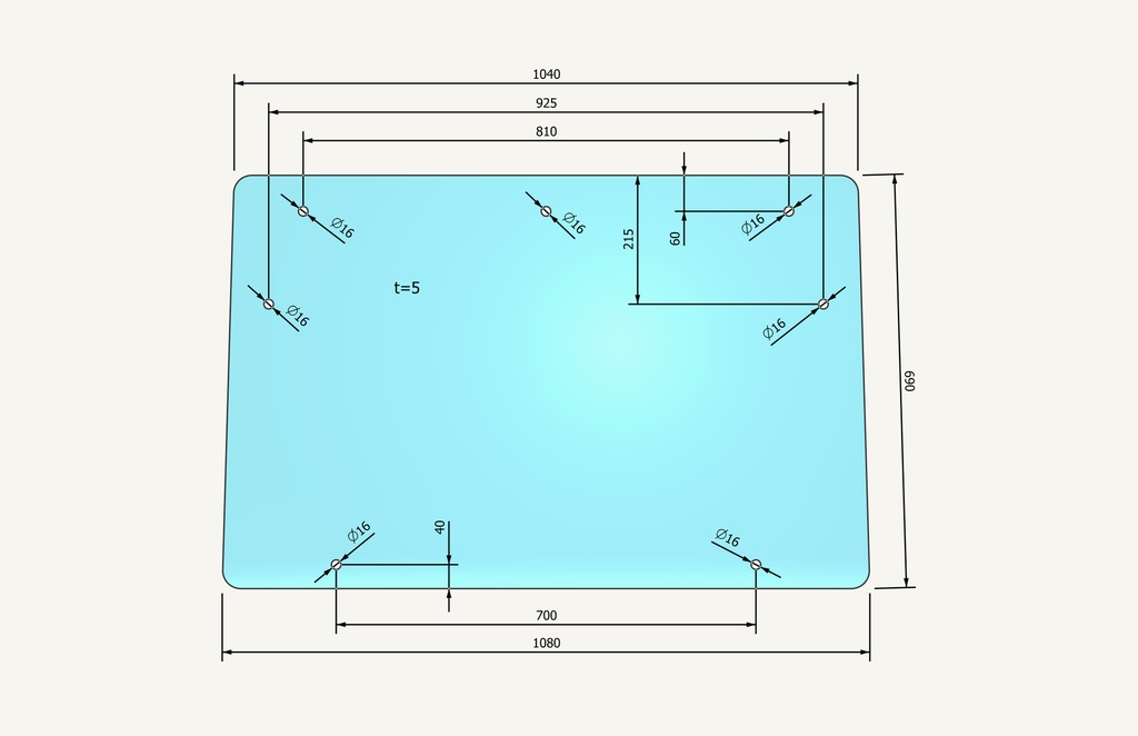 Frontscheibenglas 1040/1080x690mm