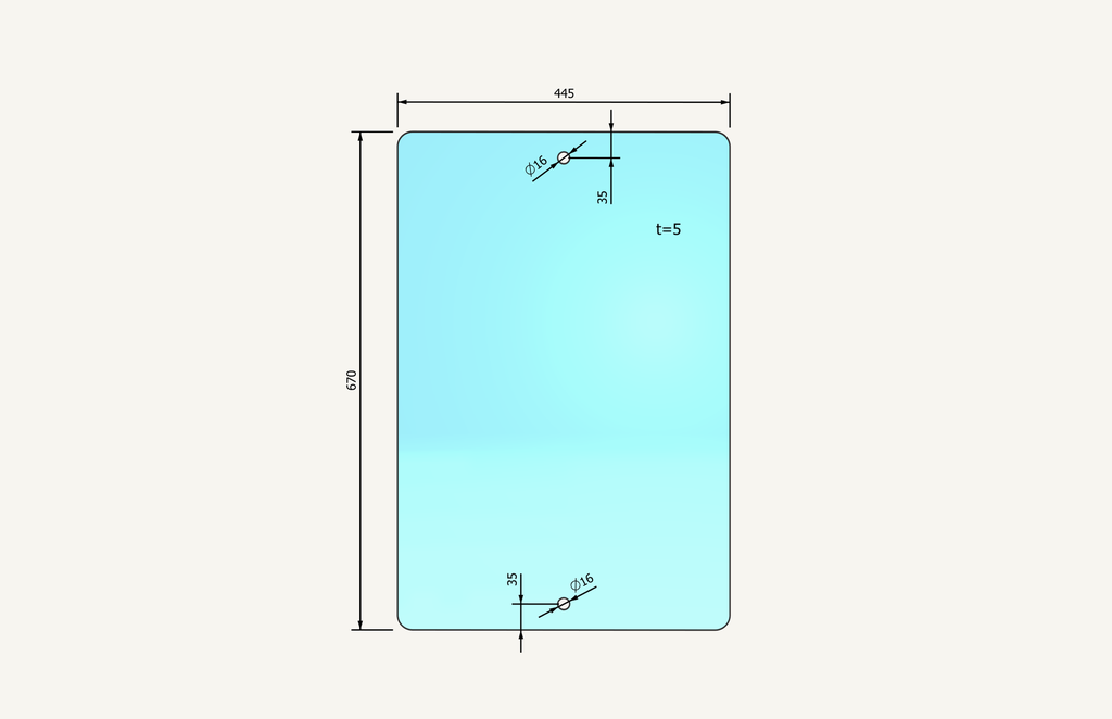 Seitenfensterglas 445x670mm AK45