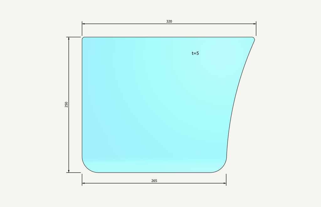 Door glass bottom 321x262mm