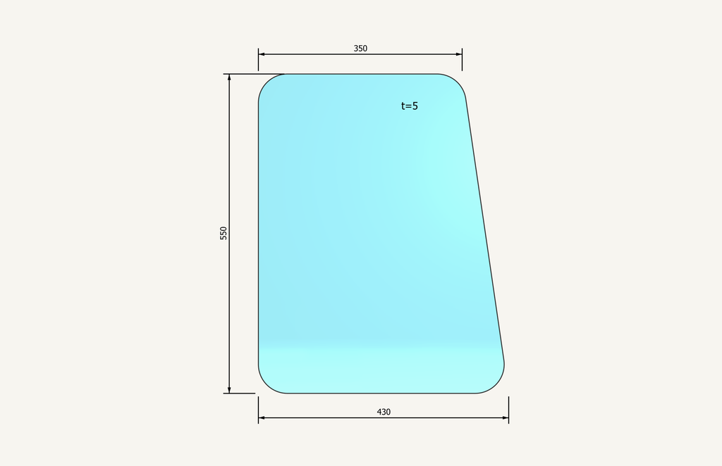 Side glass 365x435x550mm Jakob 