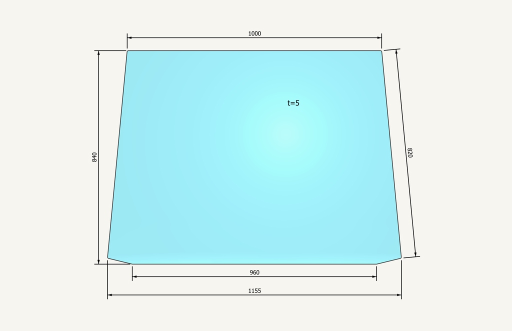 Frontscheibenglas geklebt 1145x840mm