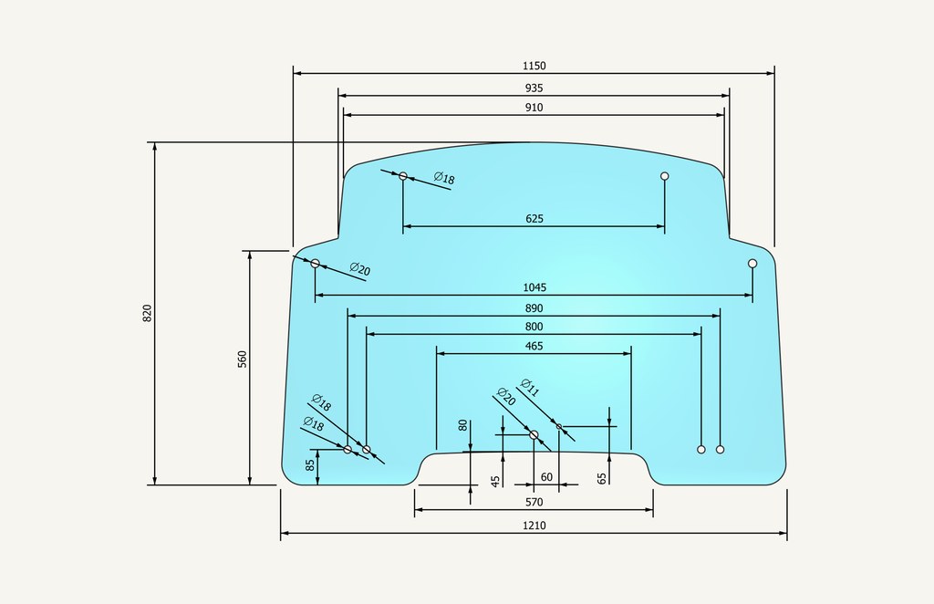 Frontscheibe 810x1160 10 Loch