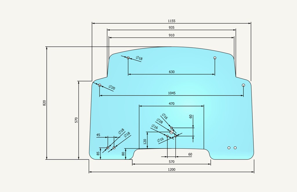 Windscreen 810x1160mm 12 hole