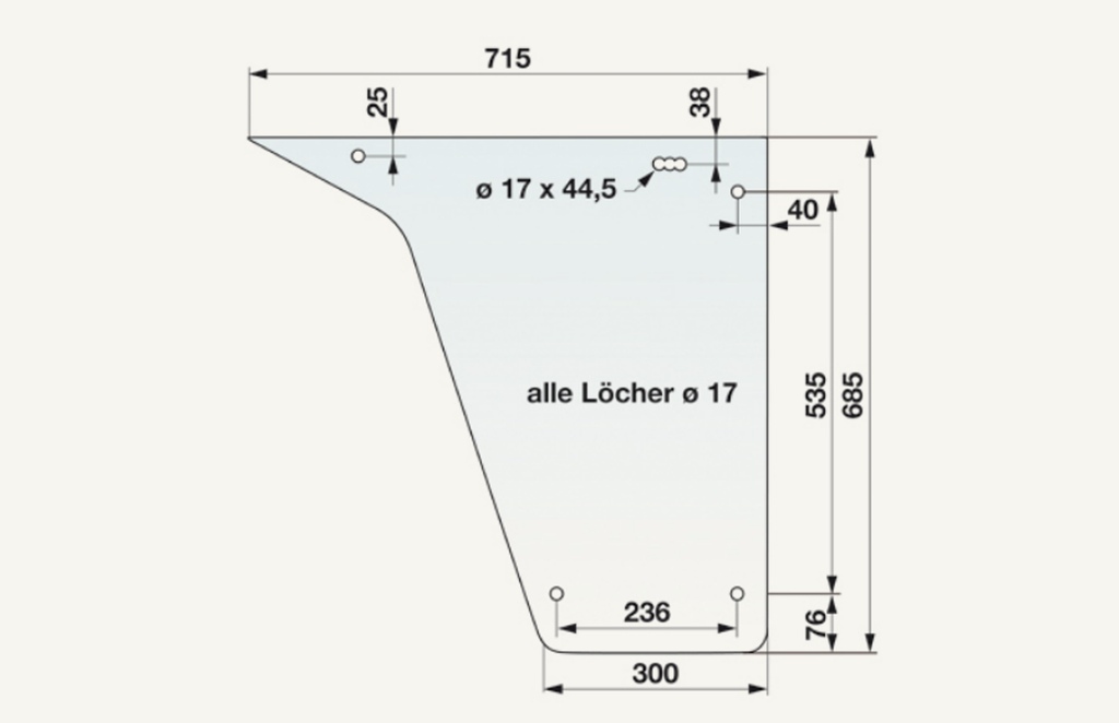 Türglas unten Fritzmeier 300x715x685mm