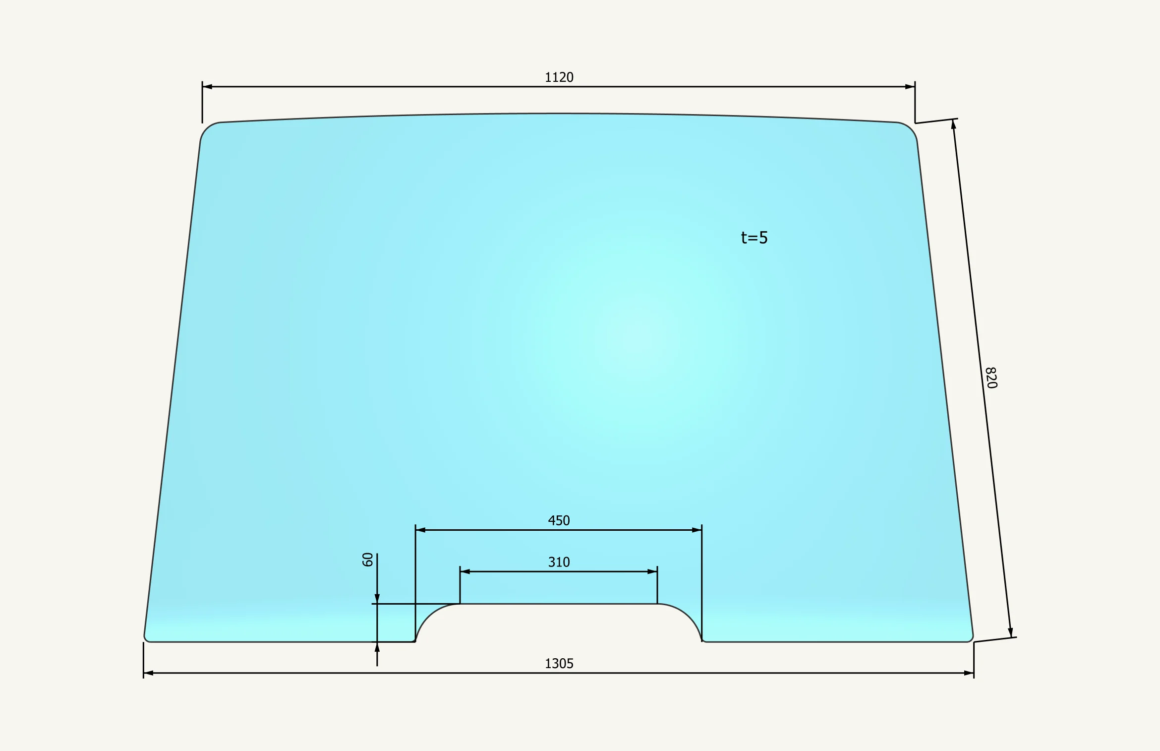 [1013880] Frontscheibe 1130/1300x822mm