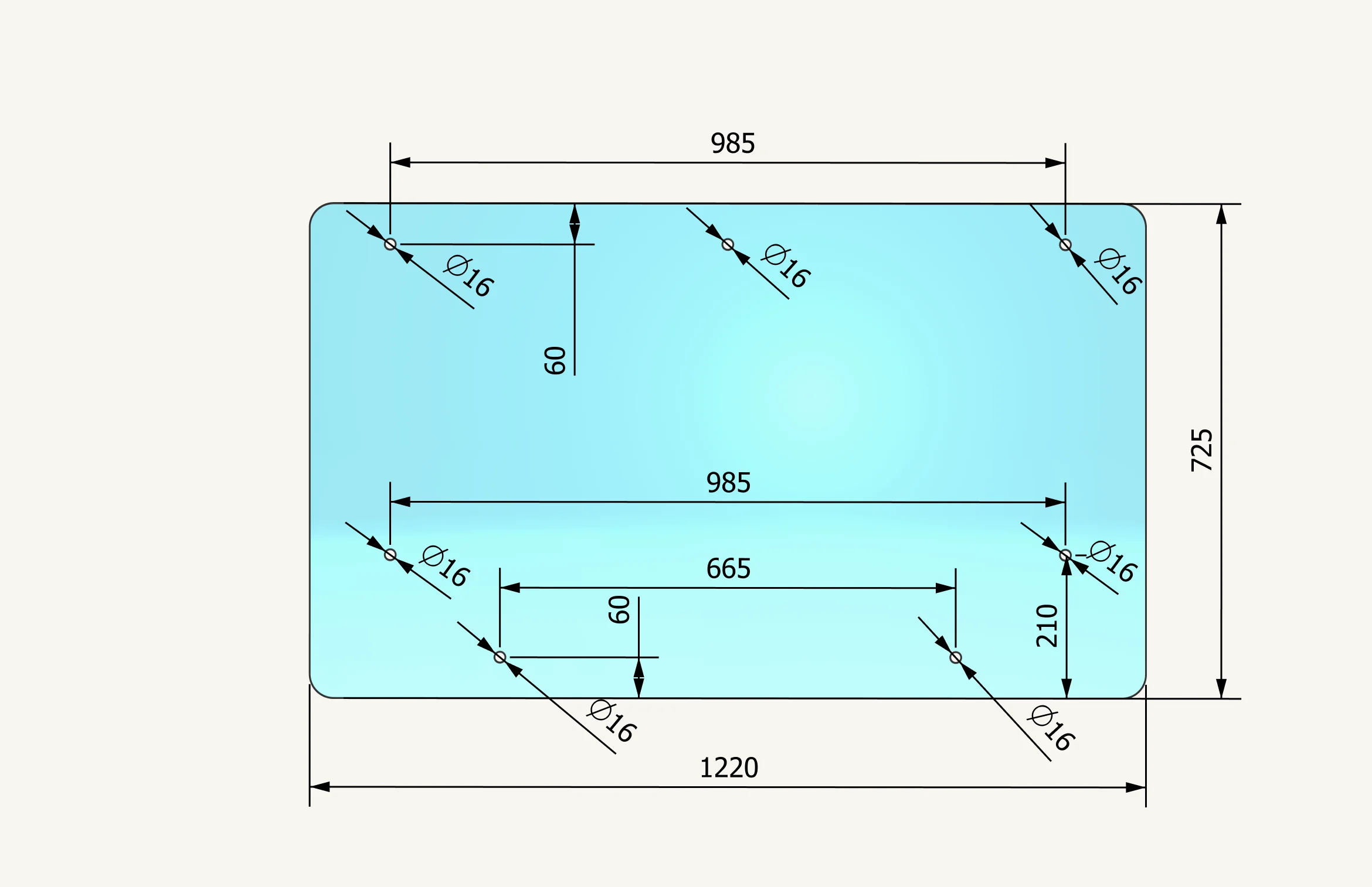 Frontscheibe 725x1220mm