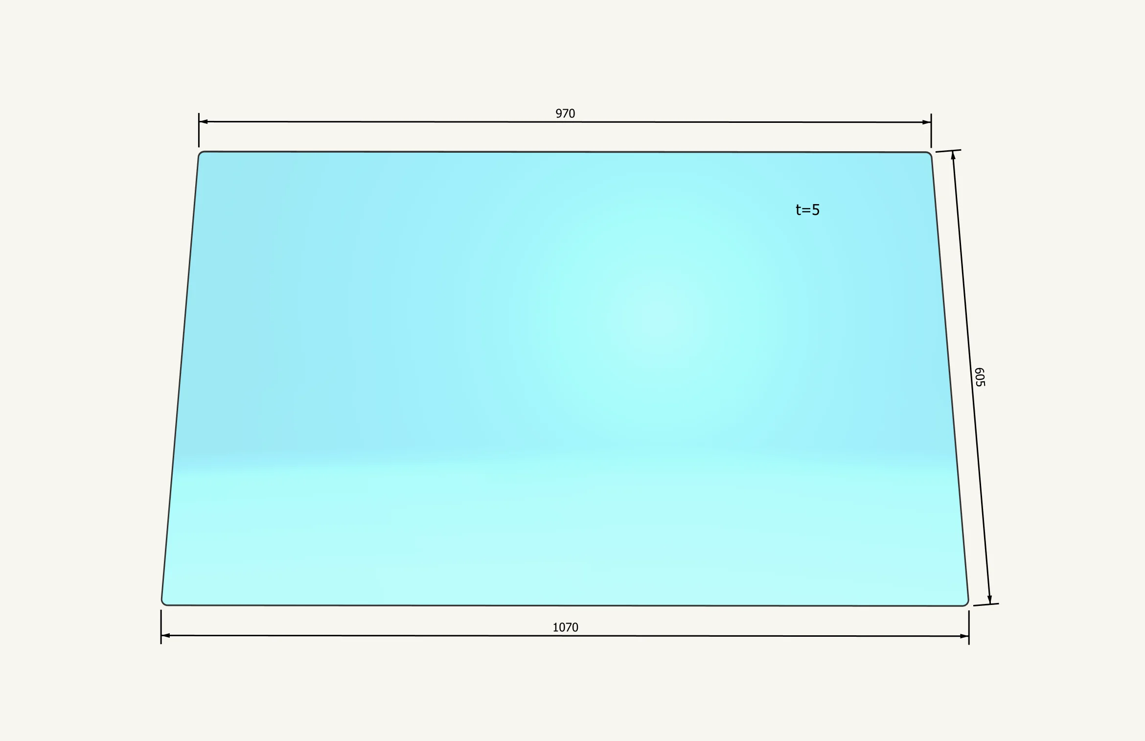 Frontscheibe 970/1070x605