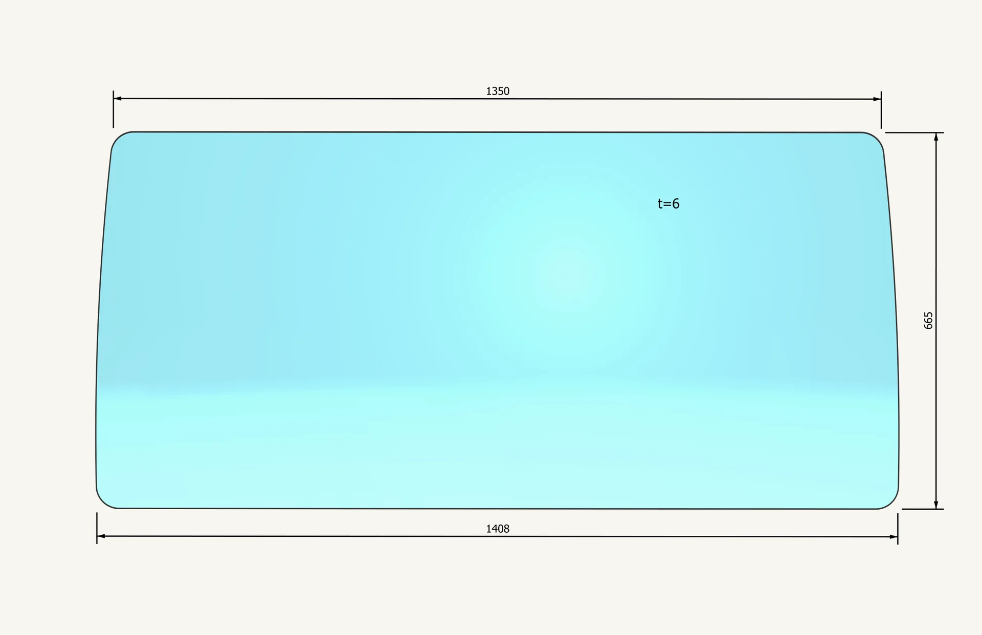 [1002123] Pare-brise teinté 1315/1408x665mm