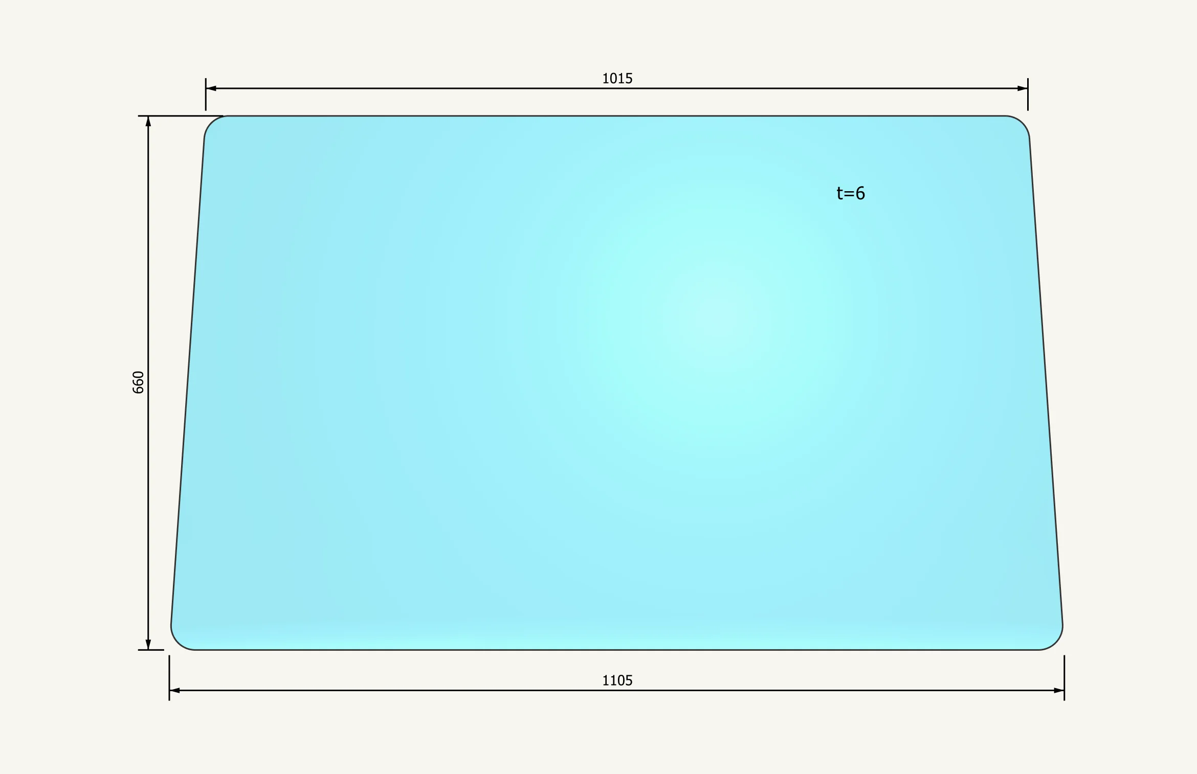 Frontscheibe klar 1015/1105x660mm