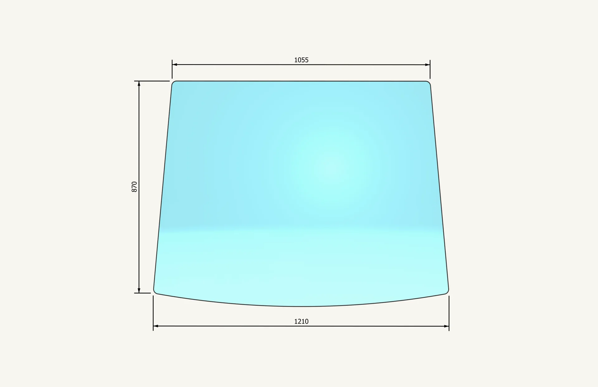 [1002114] Frontscheibenglas 1055/1210x870mm