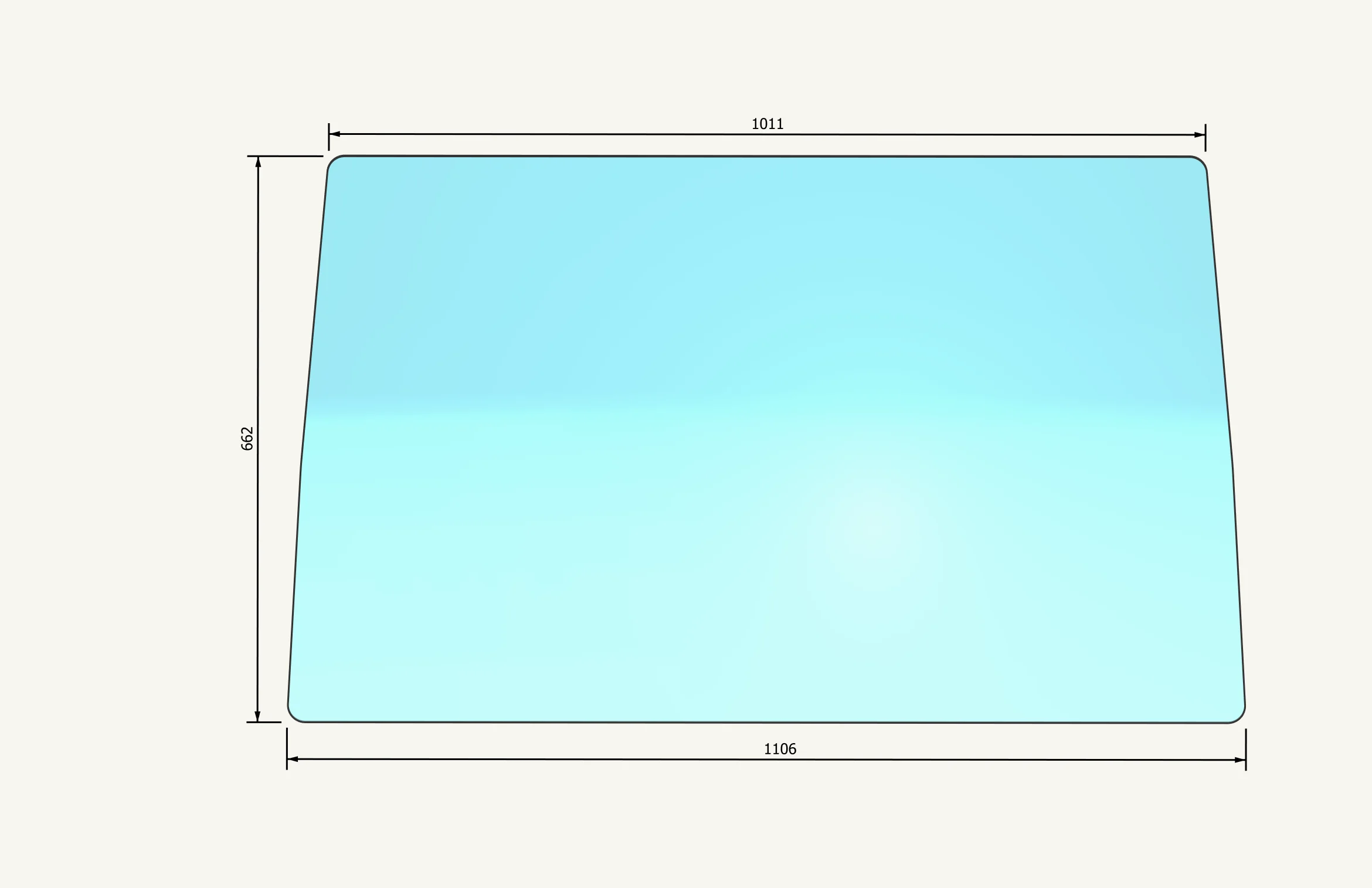 Frontscheibenglas 1105x1023x652mm