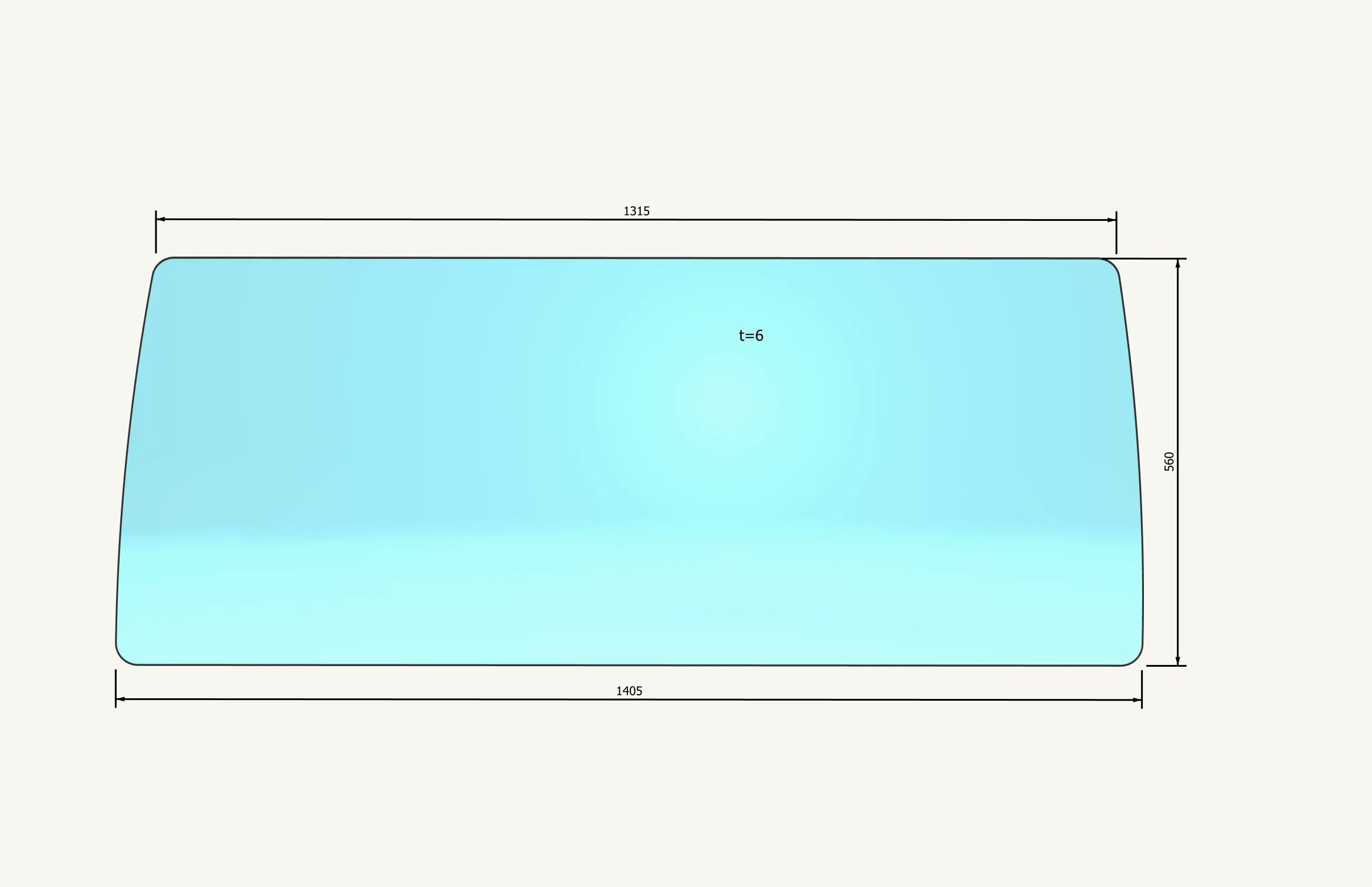 Frontscheibenglas 1315/1408x665mm