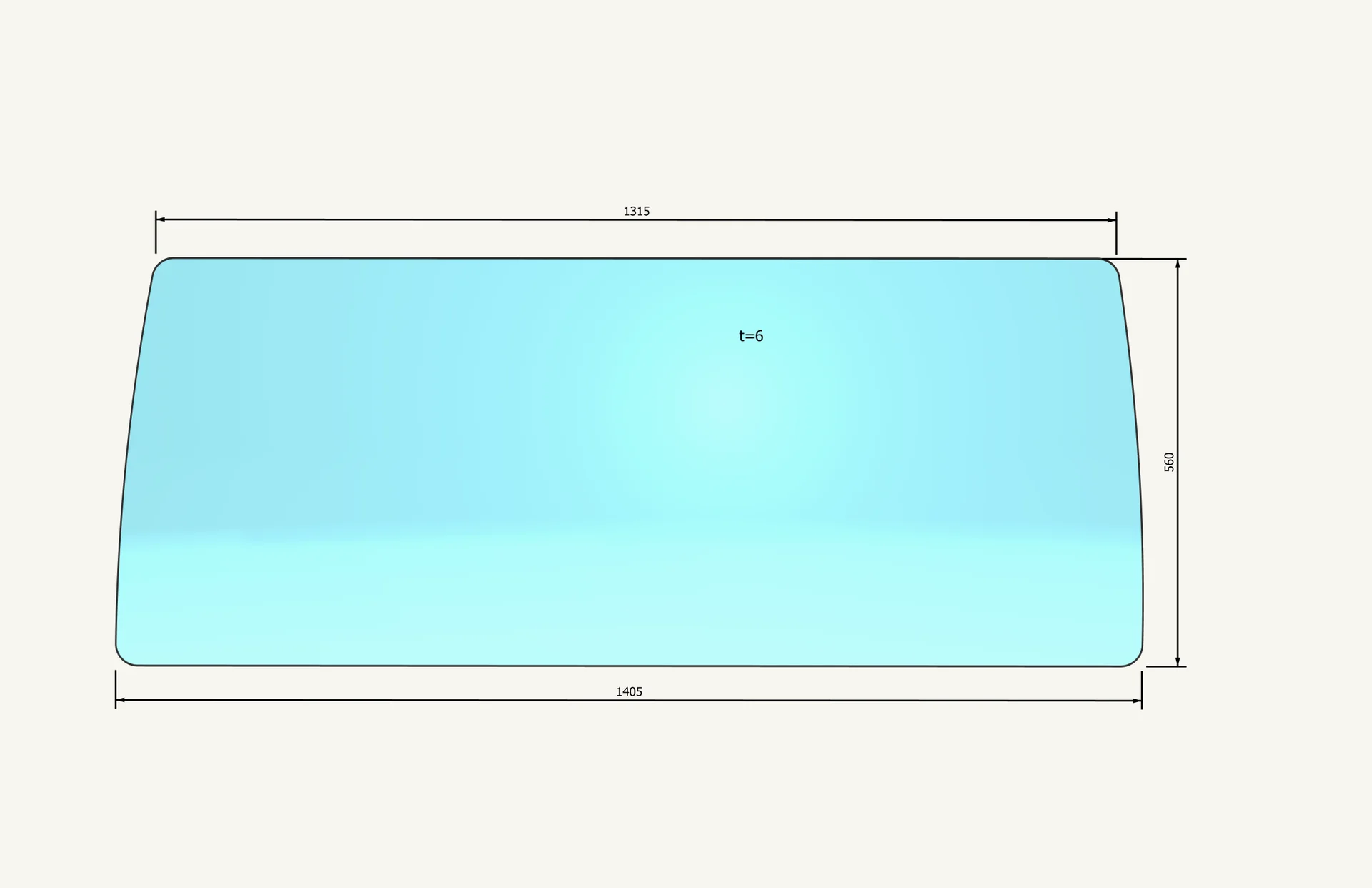 [1002120] Frontscheibenglas 1315/1408x665mm