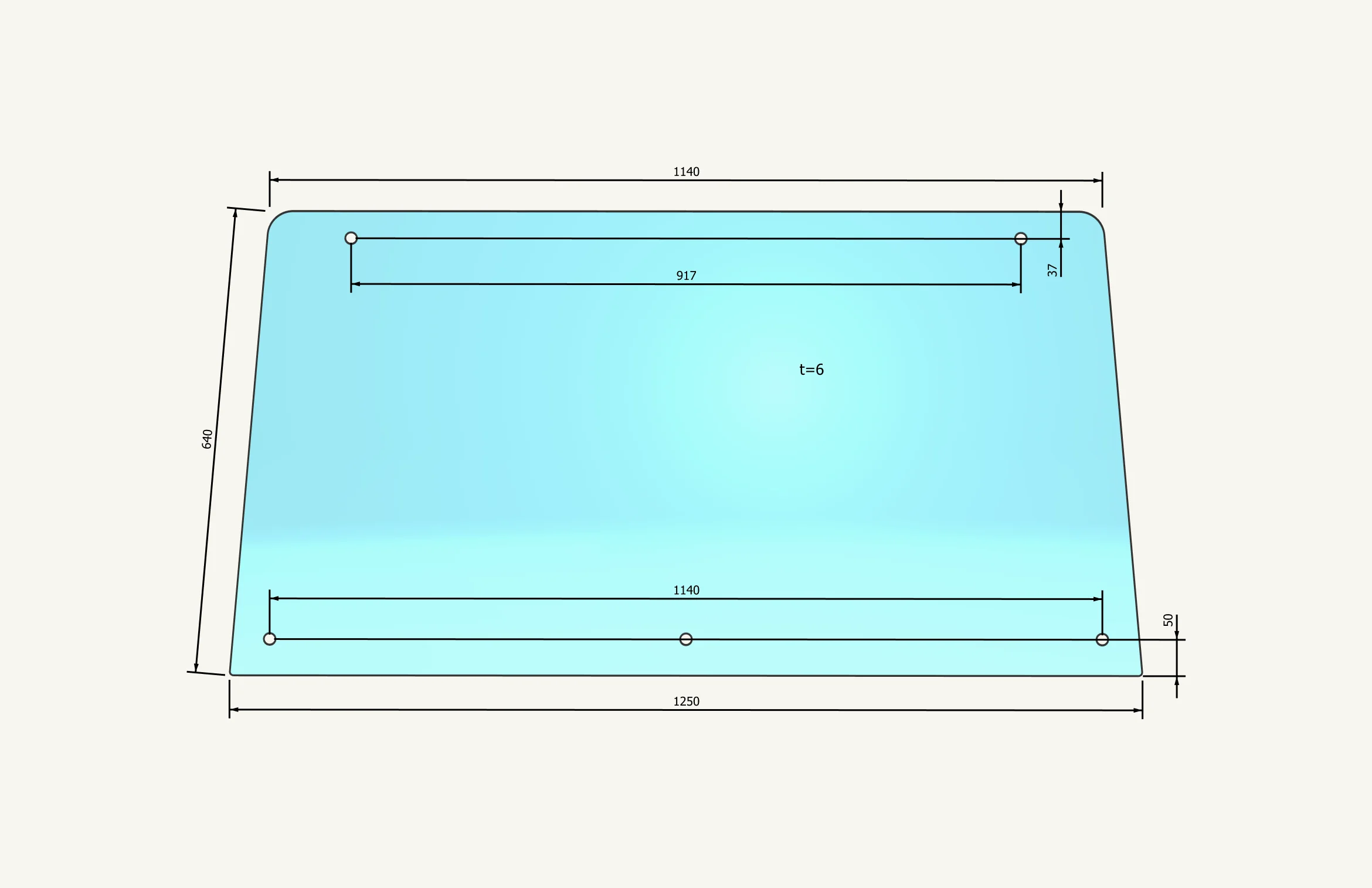 Frontscheibenglas 640x1250mm