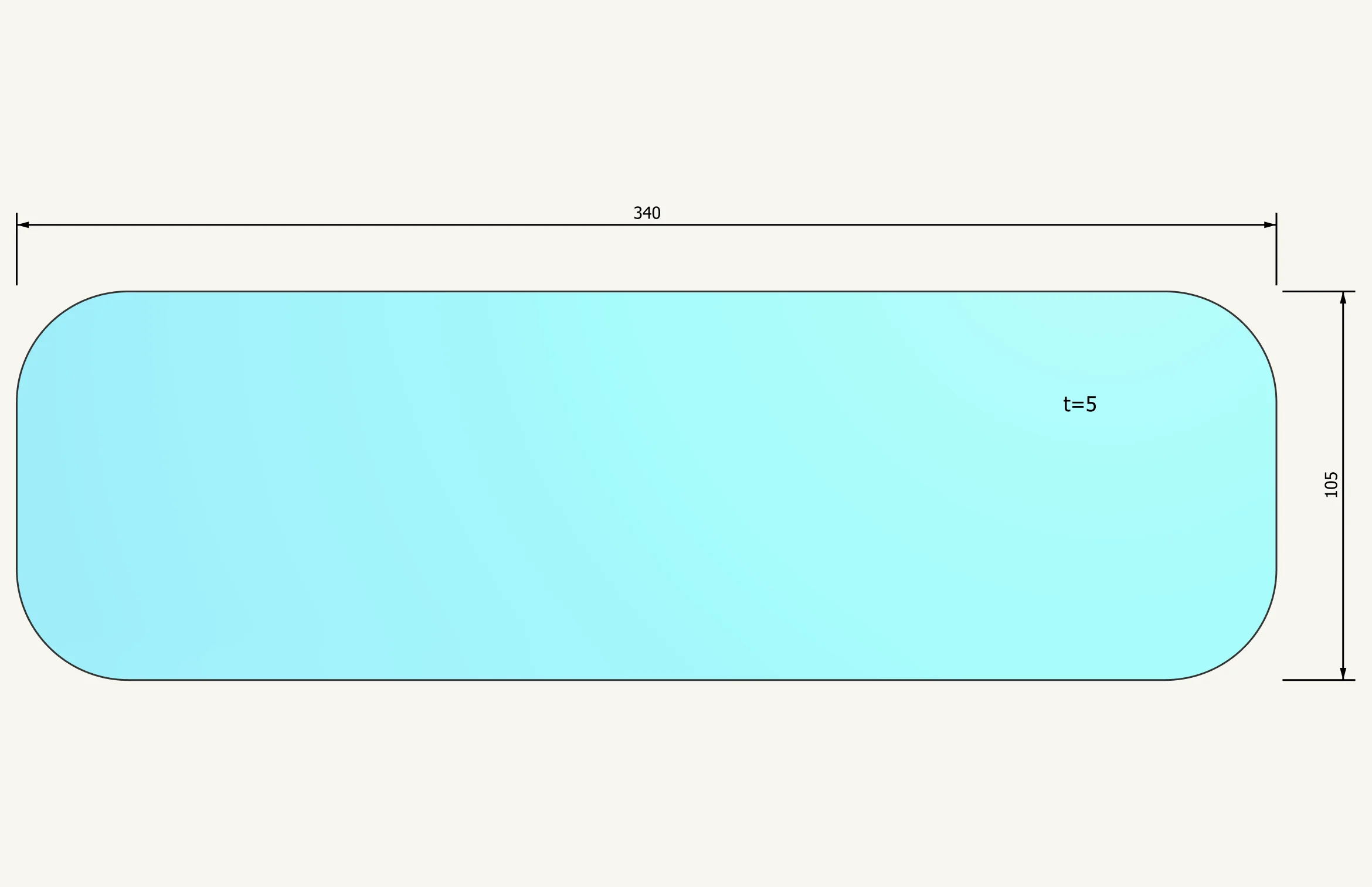 Heckscheibenglas 105x340mm