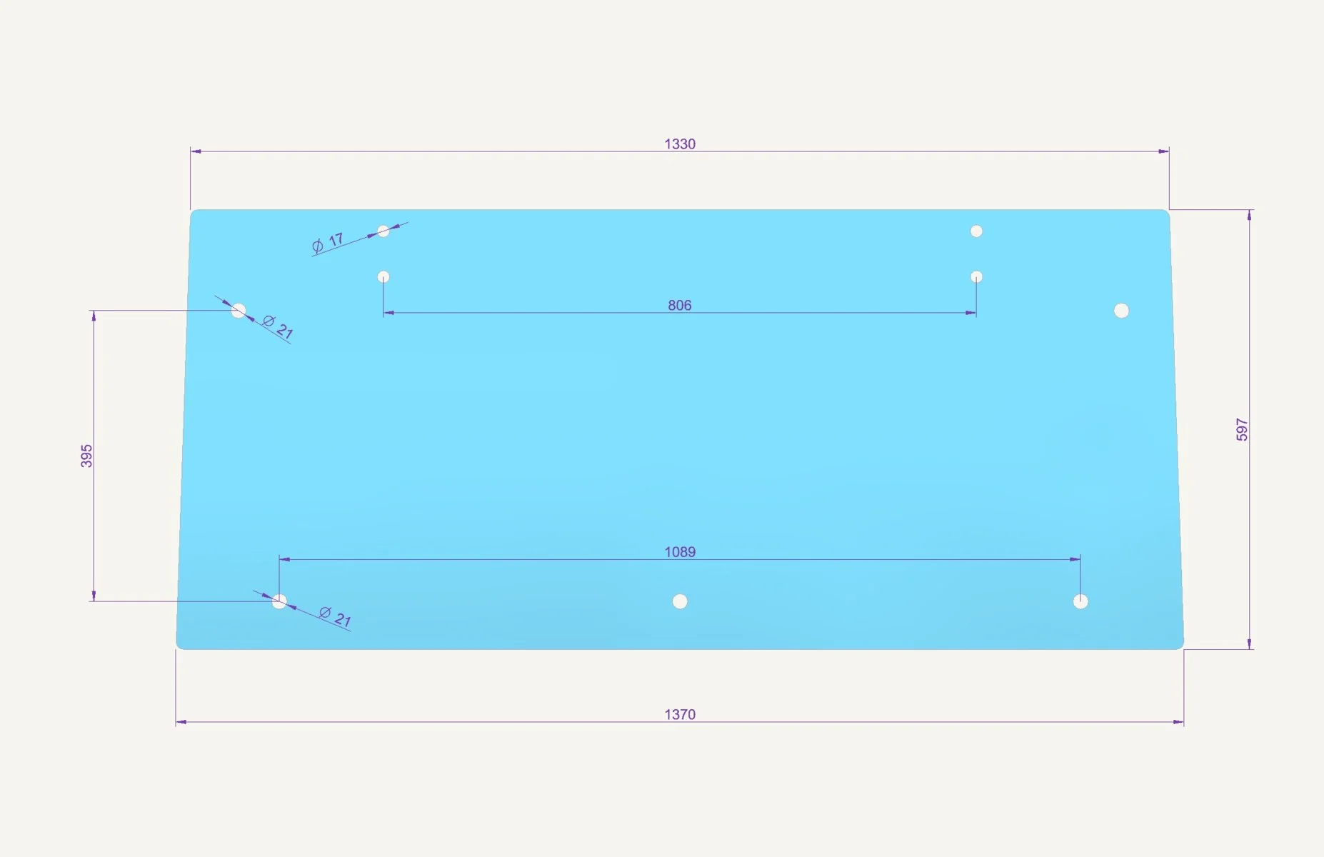 [1002131] Vitre de lunette arrière 1327x597mm
