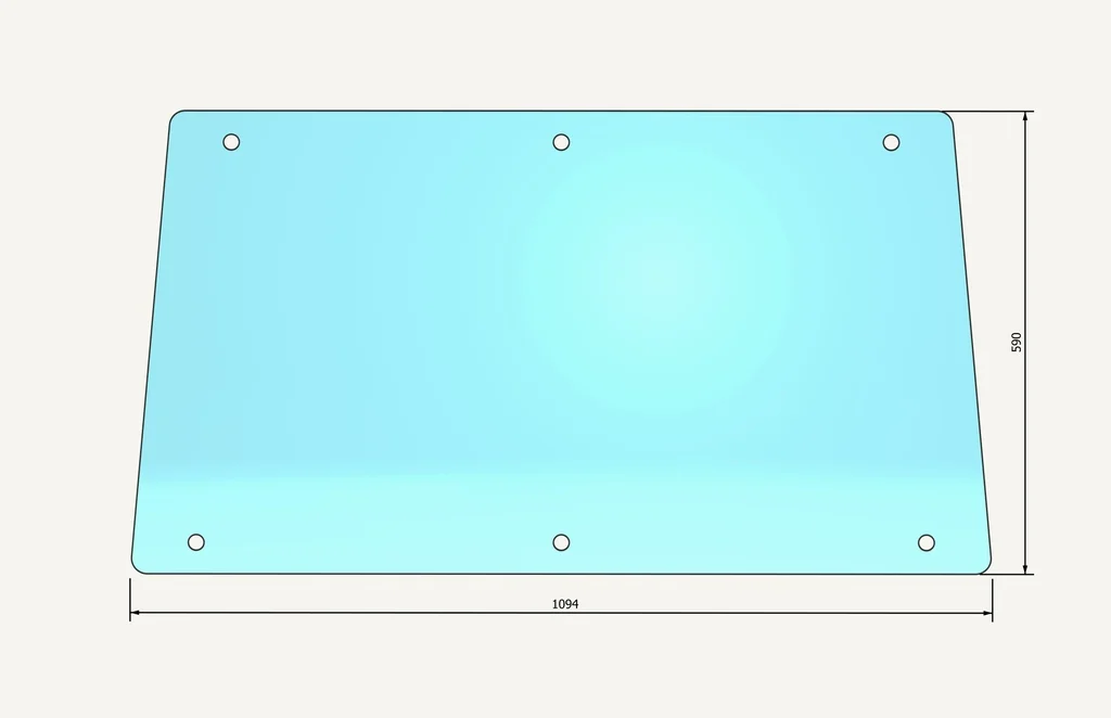 [1015323] Rear Window Glass 590x1094mm 6 hole